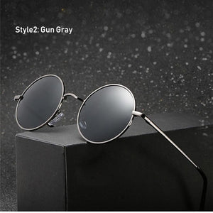 Retro Classic Vintage Round Polarized Sunglasses Men Brand Designer Sun Glasses Women Metal Frame Black lens Eyewear Driving