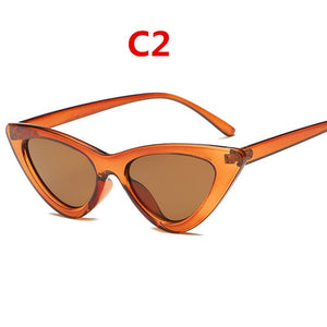 2020 fashion sunglasses woman brand Designer vintage retro triangular cat eye glasses oculos De Sol Transparent ocean uv400