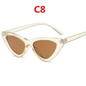 2020 fashion sunglasses woman brand Designer vintage retro triangular cat eye glasses oculos De Sol Transparent ocean uv400