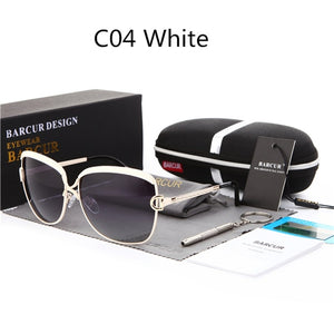 BARCUR Polarized Ladies Sunglasses Women Gradient Lens Round Sun glasses Square Luxury Brand oculos lunette de soleil femme