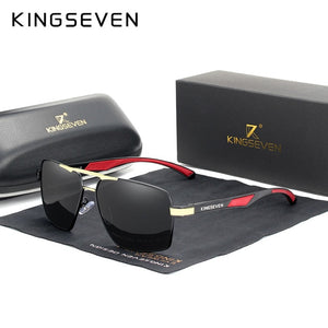 KINGSEVEN Aluminum Men's Sunglasse Polarized Lens Brand Red Design Temples Sun glasses Coating Mirror Glasses Oculos de sol 7719