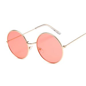 2019 Retro Round Pink Sunglasses Women Brand Designer Sun Glasses For Women Alloy Mirror Female Oculos De Sol Black