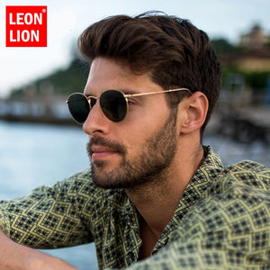 LeonLion 2020 Fashion Retro Sunglasses Men Round Vintage Glasses for Men/Women Luxury Sunglasses Men Small Lunette Soleil Homme