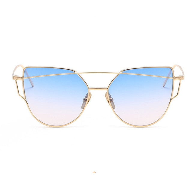 ZUCZUG Sunglasses Women Luxury Cat eye Brand Design Mirror Flat Rose Gold Vintage Cateye Fashion sun glasses lady Eyewear