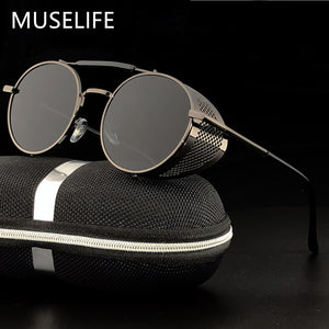 MUSELIFE Retro Round Metal Sunglasses Steampunk Men Women Brand Designer Glasses Oculos De Sol Shades UV Protection